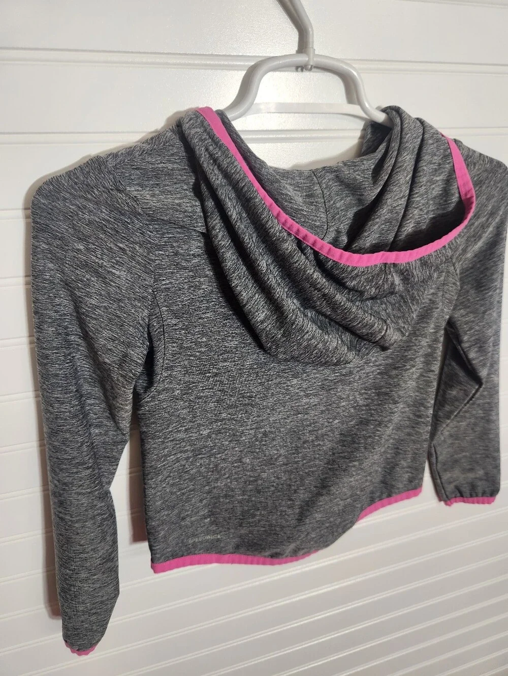 Reebok Girls XS (6-8) Heather Gray And Pink Zip Up Jacket With Hood